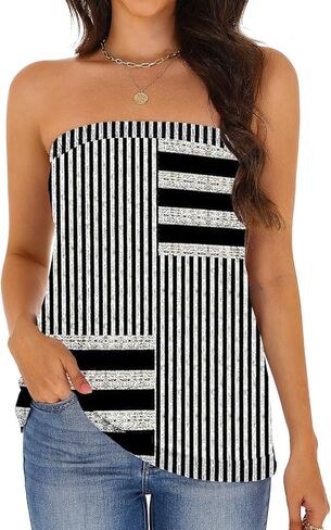 Womens Tube Tops Summer Casual Backless Strapless Tank Blouse Off The Shoulder Tunic Shirts in Kuwait