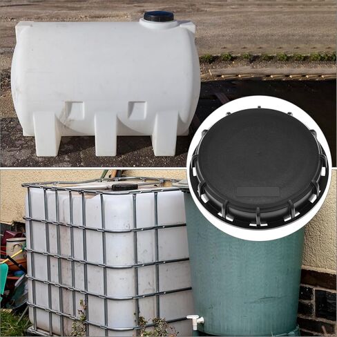 QWORK 6" Solid Cap W/Gasket for IBC Tote, IBC Tote Water Tank Cover, 4 Pack Leak-Proof Design Plastic IBC Tank Adapter Storage Cap for Chemical Food and Industrial Storage, Black in Saudi Arabia