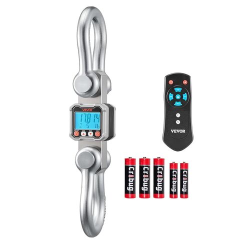 VEVOR Digital Crane Scale, 22000 lbs/10 T Max Capacity, Heavy Duty Industrial Hanging Scale with Cast Aluminum Case & LCD Display, 5 lbs Division & 3 Unit Switch, Remote Control for Garage Factory in Saudi Arabia