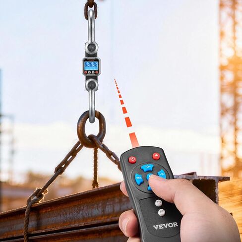 VEVOR Digital Crane Scale, 22000 lbs/10 T Max Capacity, Heavy Duty Industrial Hanging Scale with Cast Aluminum Case & LCD Display, 5 lbs Division & 3 Unit Switch, Remote Control for Garage Factory in Saudi Arabia