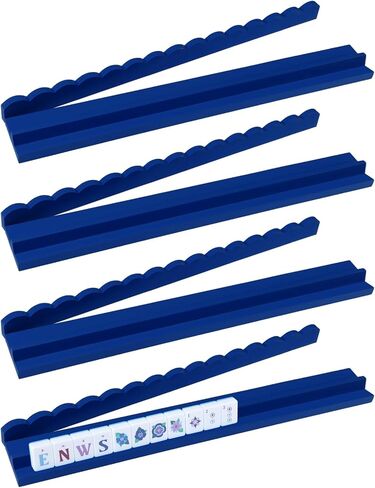 Leinuosen Wooden Mahjong Racks with Pushers 4 Set Magnet American Mahjong Tile Rack and Magnetically Attached Pushers Painted Tile Holders for Players Gift Family Game Night(Blue) in Saudi Arabia