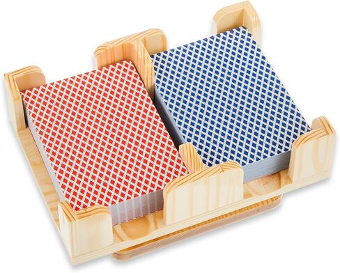 Kathfly Upgraded 2 Decks Wood Playing Card Holder 360° Rotating, Canasta Card Holder Tray Organizes, Poker, Games, Smooth Rotate Design & Easy Access, Balance & Stability(Wood Color) in Saudi Arabia