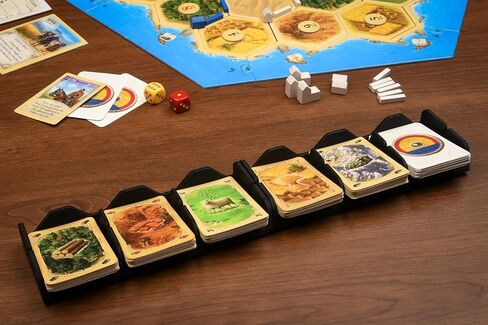Card Holding Organizer for Catan Game, 6 Stacks of Cards, 3x15 inches, Non-Slip tabs, Made in The USA in Saudi Arabia