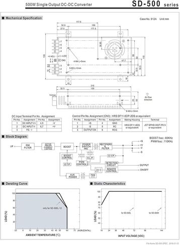 SD-500H-24 72 ~ 144V DC إلى 24V 21A 500W DC-DC محول مغلق نوع تحويل التيار الكهربائي in Saudi Arabia