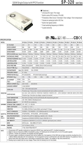 SP-320-12 Switching Power Supply 12V 25A 300W 85-264VAC Input in Saudi Arabia