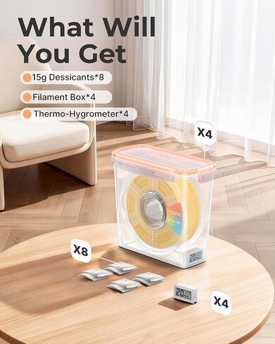 YOOPAI Pro Filament Storage Box with Temperature & Humidity Monitor – Single Spool Airtight Filament Container, Visible Temperature & Humidity Display, Moisture & Dust Proof for 3D Printing(4 Pack) in Saudi Arabia