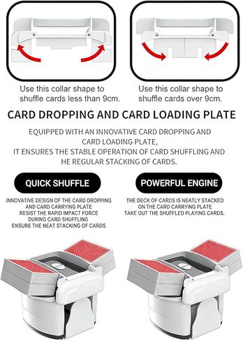 Card Shuffler 4 Deck Automatic, Card Shuffler with Dual Modes, Portable, Rechargeable, Low Noise Card Shuffler Machine for Blackjacks, Pokers Card Games - 2 Decks Per Side, Max 4 Decks in Saudi Arabia