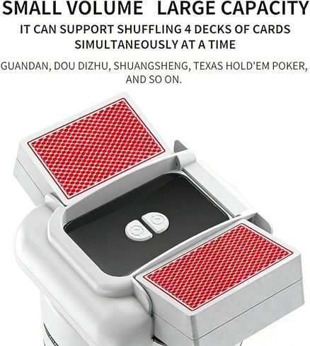 Card Shuffler 4 Deck Automatic, Card Shuffler with Dual Modes, Portable, Rechargeable, Low Noise Card Shuffler Machine for Blackjacks, Pokers Card Games - 2 Decks Per Side, Max 4 Decks in Saudi Arabia