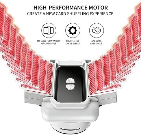 Card Shuffler 4 Deck Automatic, Card Shuffler with Dual Modes, Portable, Rechargeable, Low Noise Card Shuffler Machine for Blackjacks, Pokers Card Games - 2 Decks Per Side, Max 4 Decks in Saudi Arabia