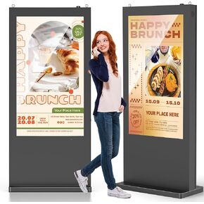 65 Inch Outdoor Digital Signage Displays,Floor Standing IP65 Waterproof Android LCD Advertising Player, Digital Sign with WiFi HDMI USB Input for Retail Stores Subway Restaurants in Saudi Arabia