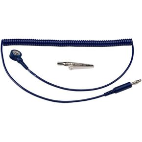 Staticide 8101 ECONOMY 1MΩ سلك أرضي ملفوف، 6 أقدام. مقبس أزرق داكن 4 مم إلى الموز مع مشبك التمساح in Kuwait