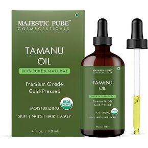 Majestic Pure Tamanu Oil 4 oz - 100% Pure & Natural - USDA Certified - Cold Pressed Carrier Oil for Face, Body, Lips, Nails, Shampoo & Conditioner in Kuwait