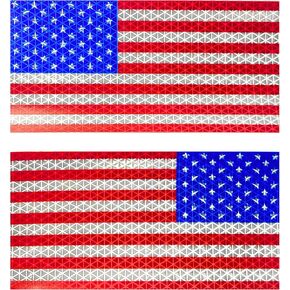 Reflective American Flag Decal - 3.75" x 7.5" - Pack of 2-1 Forward 1 Reverse - Retroreflective American Flag Sticker for Car, Truck, Windows, Helmets - Made in USA in Kuwait