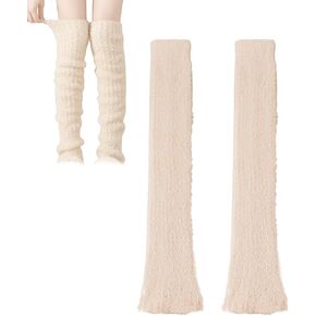 Women's Fleece Lined Leg Warmers, Cozy Coral Winter Warm Leg Sleeves, Soft Fuzzy Thermal Knit for Cold Weather in Saudi Arabia
