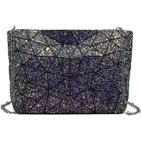 Goclothod Fashion Holographic Laser Shoulder Bag Geometric Envelope Clutch Chain Crossbody Purse in Kuwait
