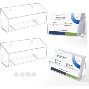 Acrylic Business Card Holder, 2 Pack Wall Mount Name Card Holder, Office Calling Cards Display Holder Stand, Visiting Cards Desktop Organizer for Wall Mount or Place on Desk, Fits 40-60 Business Cards in Kuwait