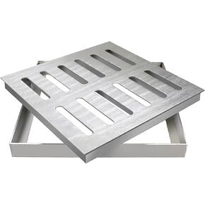 غطاء لتصريف مياه الأمطار من الفولاذ المقاوم للصدأ - شبكة مربعة بإطار للاستخدام الخارجي، مثالي للساحات والجراجات والممرات (25 × 2 سم) in Kuwait