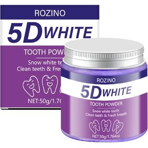 5D White Tooth Powder, 50g/1.764oz, Teeth Whitening to Reduce Stains, Deep Cleaning for Plaque & Residue Removal, Freshens Breath, Easy to Use for Daily Oral Care (1.764OZ) in Kuwait