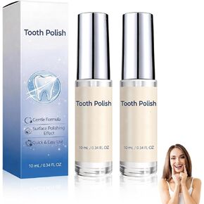 طلاء الأسنان وتبييض الأسنان - قطعتان من طلاء الأسنان الأبيض الطبيعي، تركيبة لطيفة وآمنة، طلاء أبيض بسيط ومحمول للأسنان لاستعادة الابتسامة الواثقة (إجمالي 20 مل) in Kuwait