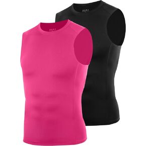 2 Pack Sleeveless Compression Shirt Men, Quick Dry Athletic Workout Tank Top, Gym Sports Base Layer Undershirts in Kuwait
