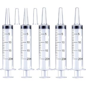 5Pack 20ml Plastic Syringe with caps for Liquid Measuring,Oral,Scientific Labs,Feeding Pets, Oil or Glue Applicator, Halloween Party, Sterile Individually Packed in Kuwait