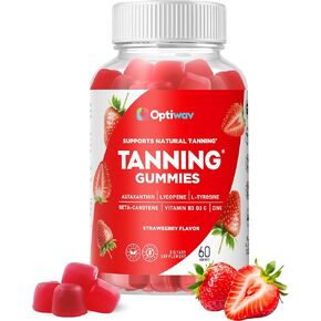 علكات تسمير البشرة للنساء - مكمل تسمير ذاتي يعمل بسرعة بدون التعرض لأشعة الشمس - يمضغ يوميًا مع بيتا كاروتين وفيتامينات الليكوبين والأستازانتين لصحة البشرة ويتوهج بدون التعرض للشمس - نباتي خالي من السكر in Kuwait