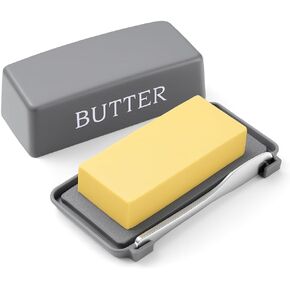 طبق زبدة مع غطاء وسكين، حامل زبدة بلاستيكي صالح للطعام مع غطاء للمنضدة، حاوية تخزين زبدة سوداء آمنة للاستخدام في غسالة الأطباق in Kuwait