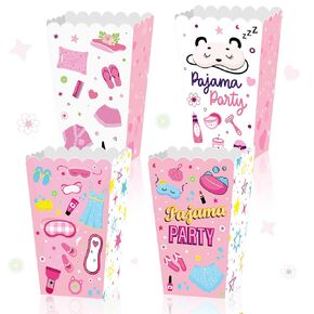 CHENRINDECO 24 قطعة من علب بيجامة للحفلات والفشار للفتيات وحفلات النوم وحفلات الفشار وصناديق حقائب النوم المفضلة للفتيات بيجامات النوم الليلية وديكور الحفلات in Kuwait