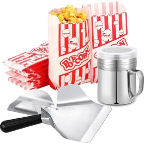 202 Pcs Popcorn Machine Supplies Set, Kernel Sifting Speed Scoop, Stainless Steel Seasoning Dredge with Handle, 200 Pcs Popcorn Bags Bundle for Home Kitchen Theater Movie Tools Supplies (1 Oz) in Saudi Arabia