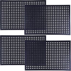 سجادة أرضية مطاطية مضادة للتعب من OrangeStar، مقاس 60.96 سم × 91.44 سم، سجادات تصريف تجارية لمطبخ المطاعم، سجادة باب غير قابلة للانزلاق مع فتحات لحمام السباحة الداخلي والخارجي، أسود in Kuwait