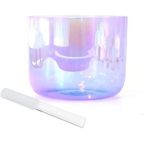 8 Inch Purple Clear Alchemy Crystal singing bowl, Chakra Bowl Sound Bowl Chime Bowl, Gift For Yoga Meditation & Sound Healing, With Free Acrylic Striker & O-ring(E Note) in Kuwait
