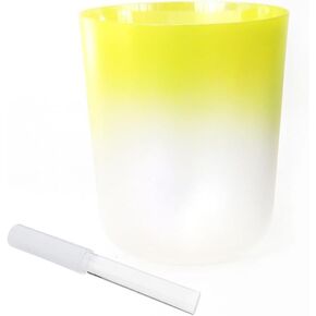 8 Inch Yellow Gradient Alchemy Crystal singing bowl, Chakra Bowl Sound Bowl Chime Bowl, Gift For Yoga Meditation & Sound Healing, With Free Acrylic Striker & O-ring(F Note) in Kuwait