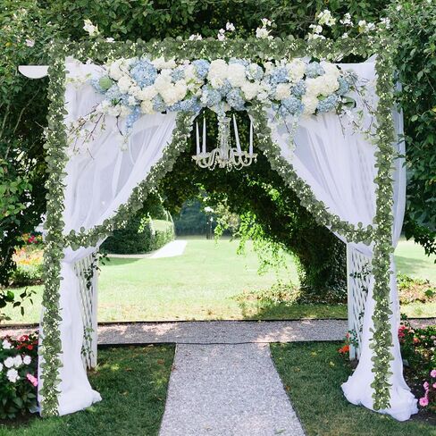 Artflower 2 Pack Artificial Eucalyptus Garland with Flowers & Lights, 5.9ft Fake Greenery Garland for Table Wedding Backdrop Arch Party Mantle Festival Decor in Saudi Arabia