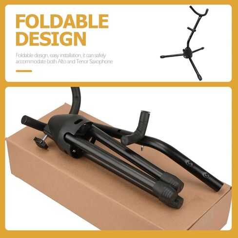 Luxshiny Alto and Tenor Saxophone Stand Tripod Bracket Folding Saxophone Holder Desktop Rack for Wind Instrument Accessories in Kuwait