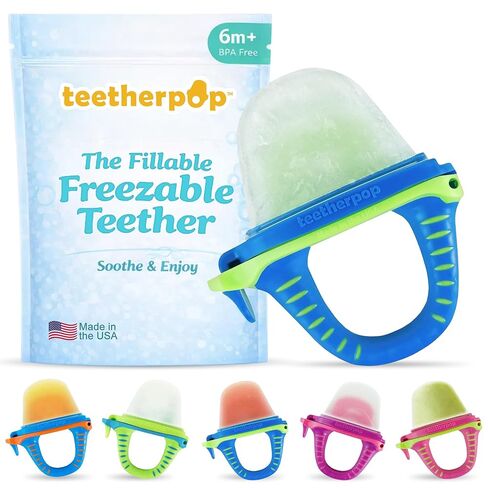 Teetherpop ملء السيليكون القابل للسيليكون للأطفال - قوالب المصاصة من حليب الأم للتسنين مع شقوق sippy مقاومة للانسكاب - أسنان الأطفال القابلة للتجميد للسوائل والبوريه - تخفيف التسنين البارد (بينكليمون) in Saudi Arabia