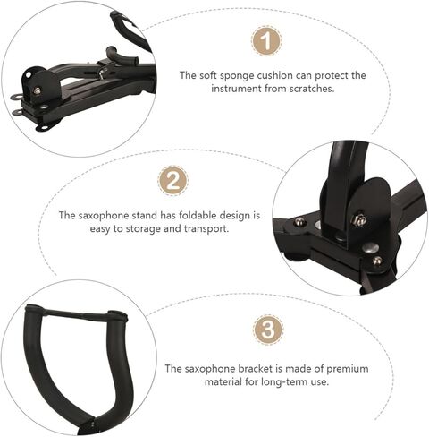 حامل ساكسفون تينور عالمي من SUPVOX حامل تخزين ساكسفون أسود محمول مع حامل ثلاثي أرضي لأداء الموسيقى in Kuwait