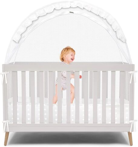 Wonder Space Space Baby Crib Net Tent - تصميم الدانتيل الحد الأدنى - شبكة متينة وتنفس للحفاظ على الطفل ووقف الطفل من التسلق - حماية البعوض والحشرات (الدانتيل) in Kuwait