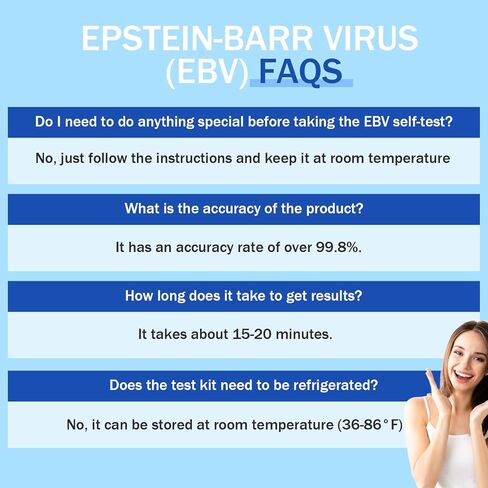 اختبار Epstein Barr (EBV) في المنزل، دقيق للغاية وسهل القراءة والاستخدام. ضد VCA وEBNA الخاصين بفيروس Epstein-Barr، نتائج سريعة خلال 15 دقيقة.2 اختبارات in Kuwait
