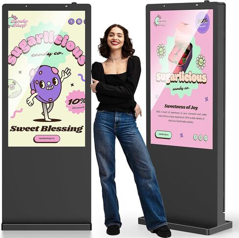 55 Inch Outdoor Digital Signage Displays,Floor Standing IP65 Waterproof Android LCD Advertising Player, Digital Sign with WiFi HDMI USB Input for Retail Stores Subway Restaurants in Saudi Arabia