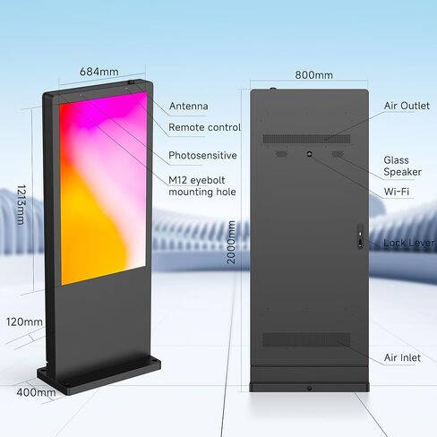 55 Inch Outdoor Digital Signage Displays,Floor Standing IP65 Waterproof Android LCD Advertising Player, Digital Sign with WiFi HDMI USB Input for Retail Stores Subway Restaurants in Saudi Arabia