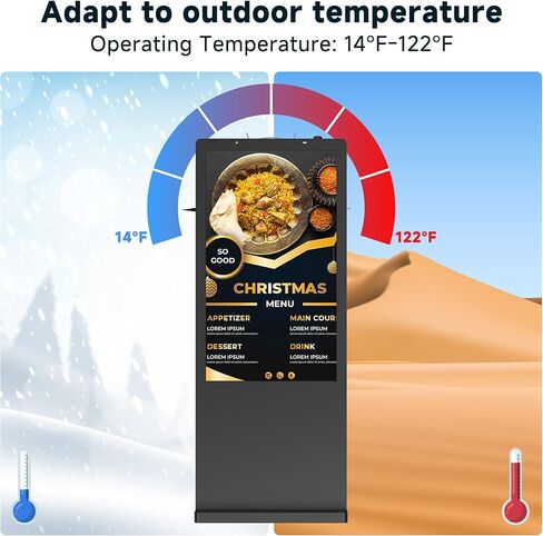 55 Inch Outdoor Digital Signage Displays,Floor Standing IP65 Waterproof Android LCD Advertising Player, Digital Sign with WiFi HDMI USB Input for Retail Stores Subway Restaurants in Saudi Arabia