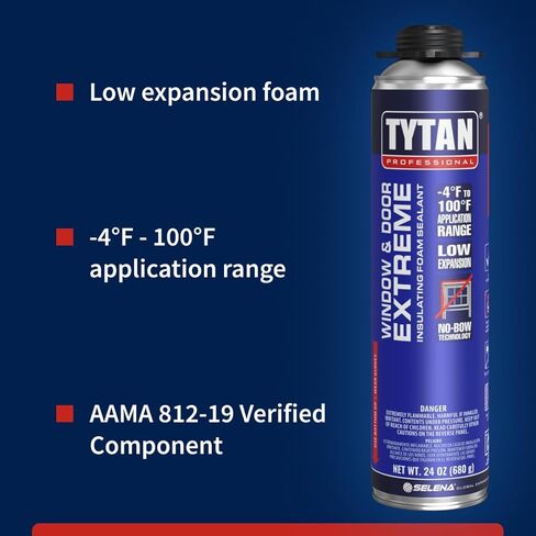 Window & Door Extreme Expanding Spray Foam, Low Expansion Polyurethane Spray Foam for Doors, Windows & Walls, TYTAN Professional Foam, Minimal Expansion (Can, 12) in Kuwait