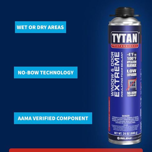 Window & Door Extreme Expanding Spray Foam, Low Expansion Polyurethane Spray Foam for Doors, Windows & Walls, TYTAN Professional Foam, Minimal Expansion (Can, 12) in Kuwait