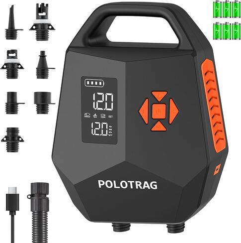 مضخة لوح التجديف الكهربائية قابلة لإعادة الشحن، مضخة 20 رطل لكل بوصة مربعة SUP مضخة 12000 مللي أمبير في الساعة مع النفخ والتفريغ، إيقاف تلقائي، مضخة هواء محمولة تعمل بالبطارية للنفخ، قوارب الكاياك والمراتب الهوائية in Kuwait