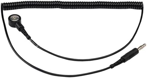 Staticide 8106 PREMIUM 1MΩ سلك تأريض ملفوف، مقبس أسود 6 أقدام 10 مم إلى الموز مع مشبك التمساح in Kuwait