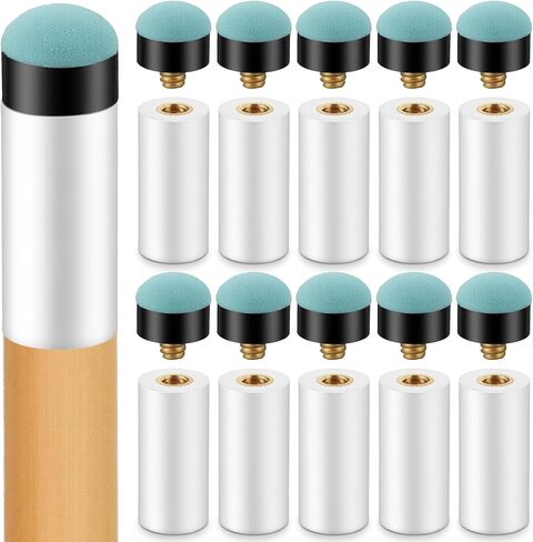 10 مجموعات من مجموعة استبدال أطراف عصا حمام السباحة، برغي 12 مم و13 مم على أطراف عصا حمام السباحة مع حلقات بيضاء، لا حاجة إلى صمغ أو مشبك للسنوكر والبلياردو (أزرق) in Kuwait