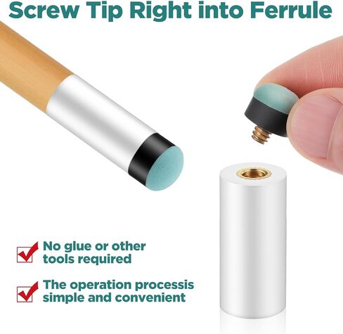 10 مجموعات من مجموعة استبدال أطراف عصا حمام السباحة، برغي 12 مم و13 مم على أطراف عصا حمام السباحة مع حلقات بيضاء، لا حاجة إلى صمغ أو مشبك للسنوكر والبلياردو (أزرق) in Kuwait