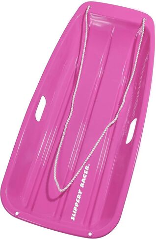 Slippery Racer Downhill Sprinter Flexible Kids Toddler Plastic Cold-Resistant Toboggan Snow Sled with Pull Rope and Handles -35 Inch (Pink, 1 Pack) in Kuwait