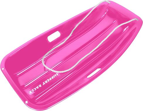 Slippery Racer Downhill Sprinter Flexible Kids Toddler Plastic Cold-Resistant Toboggan Snow Sled with Pull Rope and Handles -35 Inch (Pink, 1 Pack) in Kuwait