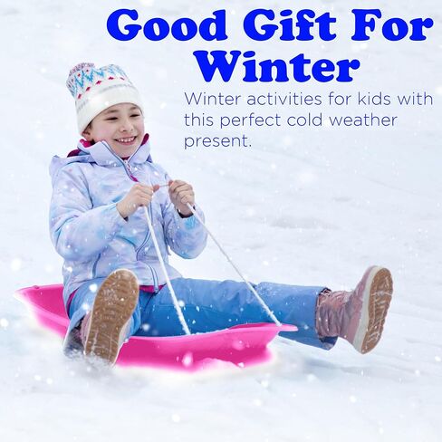 Slippery Racer Downhill Sprinter Flexible Kids Toddler Plastic Cold-Resistant Toboggan Snow Sled with Pull Rope and Handles -35 Inch (Pink, 1 Pack) in Kuwait